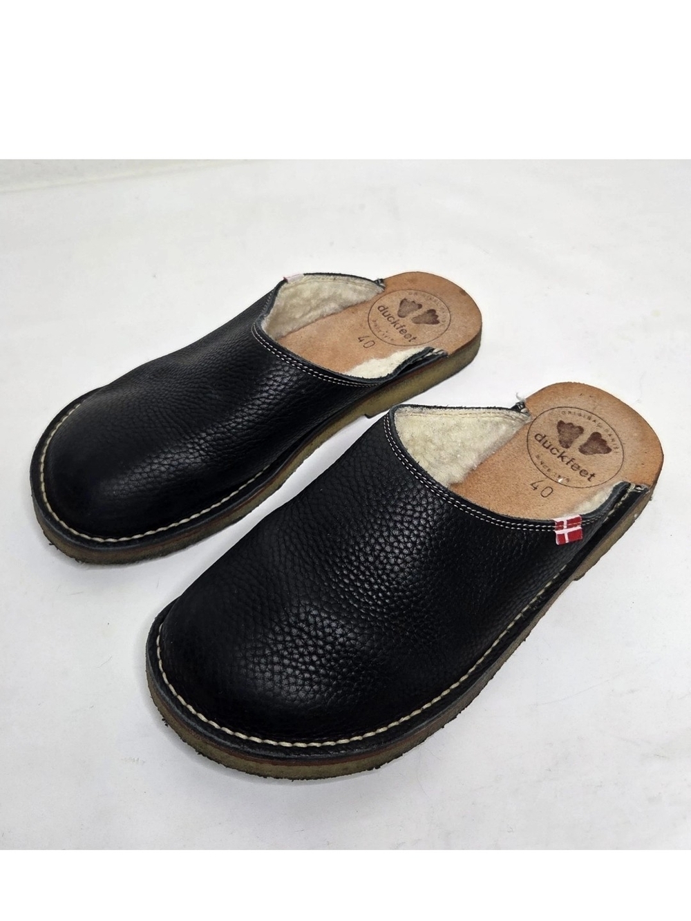 DuckFeet Klitmoller Wool Lined Leather Clog Slip On Shoes EU 40 Womens 9-9.5